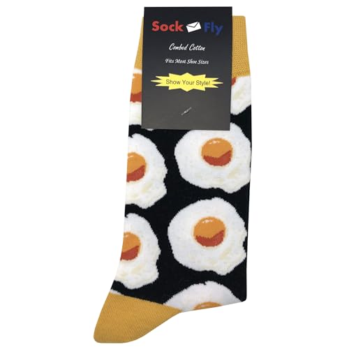 Sunny Side Egg Dress Socks Funny Novelty Crazy Fun Design Men Size 8-12 Cotton Casual Crew Colorful Funky Fancy Socks Gift for Men4