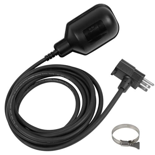 WASSERMANN Universal Tethered Sump Pump Float Switch with 10FT Cable (Piggyback Plug), AC 115V/230V 16Amps Float Switch for Water Tanks, Sump pump, Basement Sump basin, IP68 Waterproof, Black