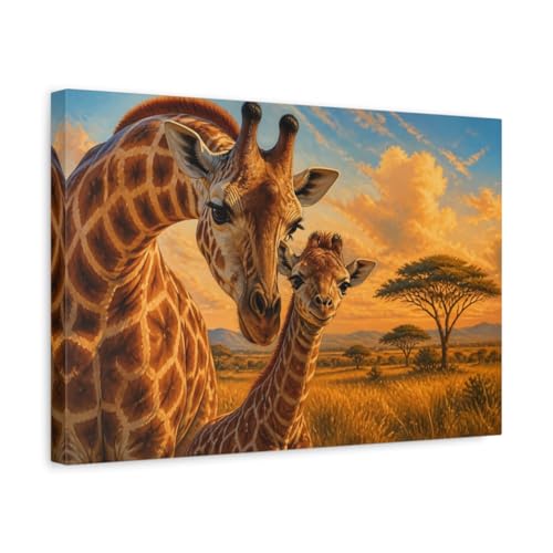 Tableau girafe réaliste 45x30 cm pour salon et décoration murale