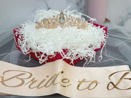 Jetkong BACHELORETTE PARTY TIARA AND SASH-3 3 Pcs Bachelorette Party Decorations Bridal Shower Crown, Bride To Be Sash&Veil For Women Bachelorette Party Gifts, Bachelorette Party Supplies, Gifts, Favors thumb #2