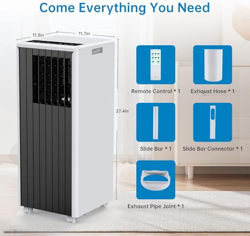 Mobile Klimaanlage 8000 BTU Tragbare 4-in-1 leise tragbare AC-Einheit bis zu 350 Quadratmeter, tragbarer AC mit Kühlung, Ventilator, Luftentfeuchter, Energieeinsparung und Kontrolle-7