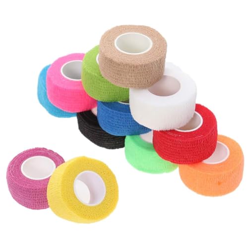 YANGWEN Tatouage Grip Bande, 12 Rouleaux Bande Cohésive Bandage Autoadhésif Cohésifs Sports Bandage Medical Vétérinaire pour Poignets Cheville Mains Pieds(2.5 cm x 4,5 m)