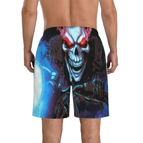 Skeleton Motorcycle Men's Beach Pants-Quick-Dry & Comfortable Mens Beach Shorts for Men, Perfect for Surfing and Everyday Wear White3