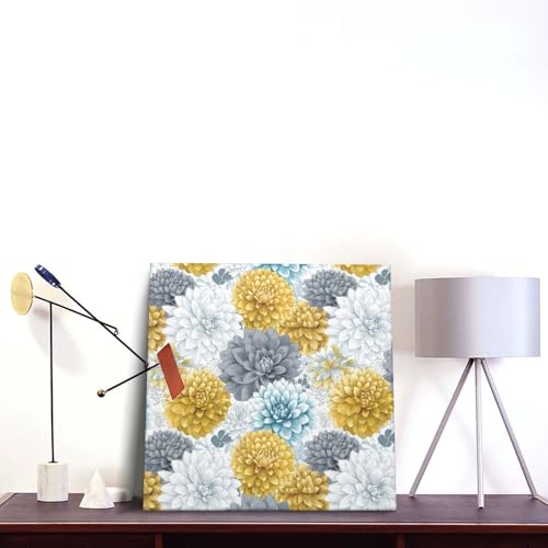 Cuadro de dalia amarilla de 30x30 cm para dar vida y color a tu dormitorio 5