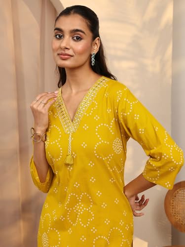 Image of Libas Printed Cotton Blend Straight Kurta Set for Women | daily wear suit