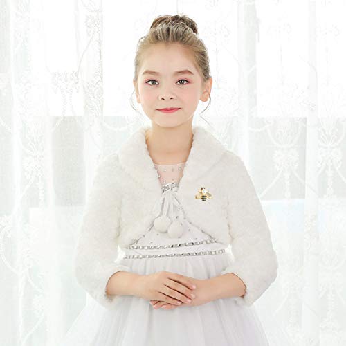 SK Studio Girls Princess Faux Fur Flower Bolero Shrug Party Wedding Dress Up3