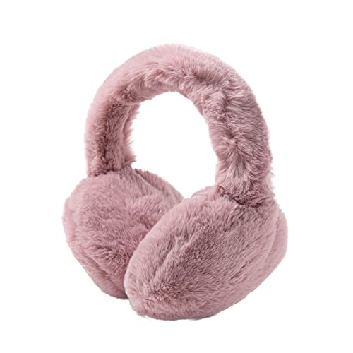 SUNBORRY Orejeras plegables y esponjosas de piel sintética para mujer para invierno, rosa, Talla única