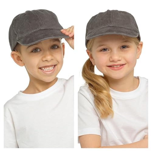 Casquette de baseball réglable été noire imprimée style stonewashed enfants