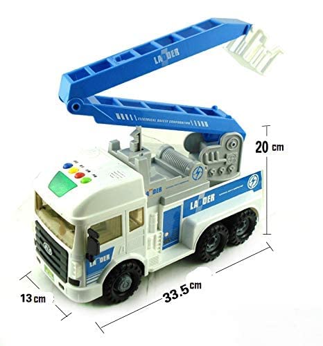 Image of Toy Truck Diecast Cars Truck with Light and Sound Pull Back Vehicles Toy Trucks for Kids ?Colors as Per Stock? (Fire Resque Ladder)