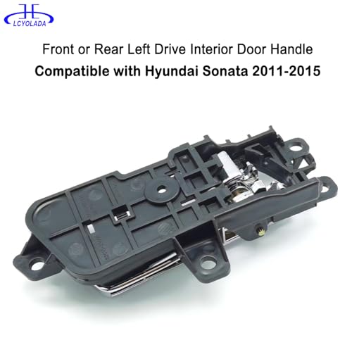 Image of Front or Rear Left Driver Side Interior Inside Chrome Door Handle Fits Compatible with Hyundai Sonata 2011-2015, Replaces OE# 826103S010, 82610-3S010