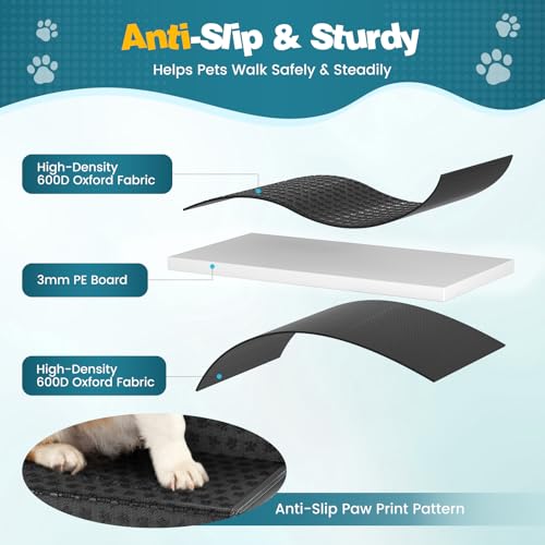 Hundetreppe für Große Hunde, 4 Stufen, mit Rutschfester Oberfläche und Karabinerhaken, Wasserabweisende PVC, Hundetreppe Auto für Kleine Hunde, Hunderampe Auto Klappbar (Unterstützt Bis Zu 80 kg)