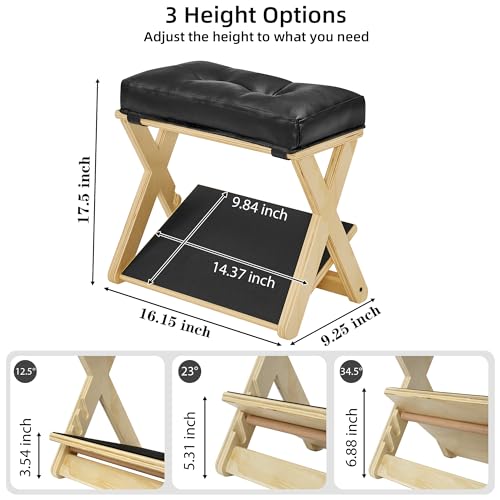 Image of Adjustable Height Foot Rest Under Desk at Work, Double Step Wooden Under Desk Footrest, Non-Slip EVA Surface, Office Foot Stool for Posture Support,Leg Relief, Home Office & Gaming