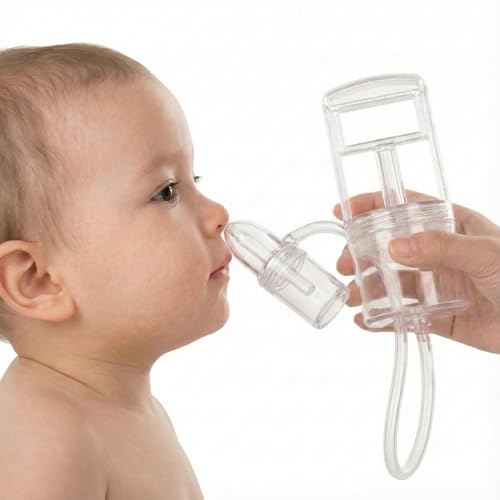 Mouche Nez Bébé à Pompe – Aspirateur Nasal Manuel, Suction Réglable, Anti-Reflux, Embout Doux, Collecteur Transparent, Hygiénique et Silencieux – Dégage le Nez...