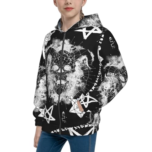Devil Skull Kid Hoodies Boys Zip Up Sweatshirts Girls Pullover with Pocket