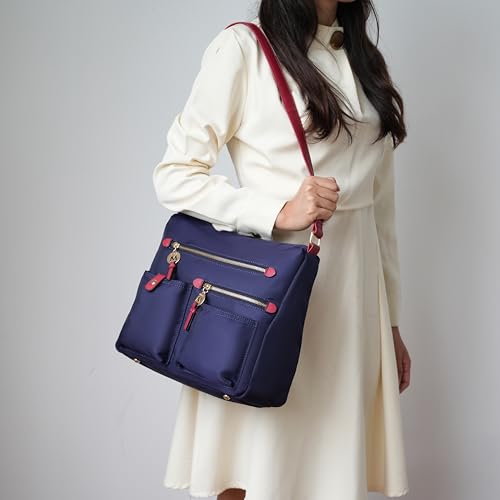 MKF Collection Crossbody Bag for Women, Nylon PocketBook Handbag Shoulder Bag Zipper Purse By Mia K4