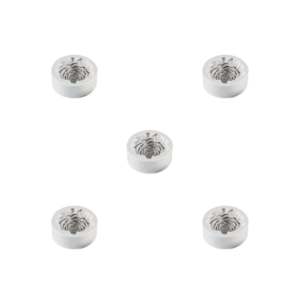 Juego de 5 moldes de silicona de peonía, moldes para velas, moldes de jabón, moldes de flores, herramienta para hornear, resistencia a altas temperaturas, decoración del hogar, color gris