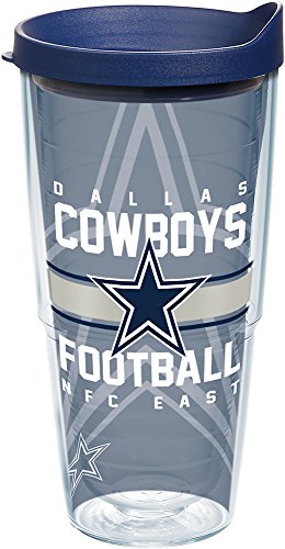 Tervis 1180435 NFL Dallas Cowboys Gridiron Tumbler with Wrap and Navy Lid 24oz, Clear