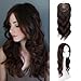Lace Front Hair Body Wavy Topper Big Base Cover Thinning White Hair Clip in Toppers for Women Fiber Wiglets with Fringe (B-Dark Brown, HD Lace)