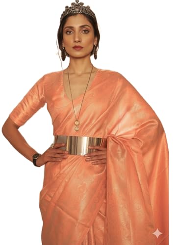 Image of SWORNOF Women's Banarasi silk Saree With Unstitched Blouse Piece