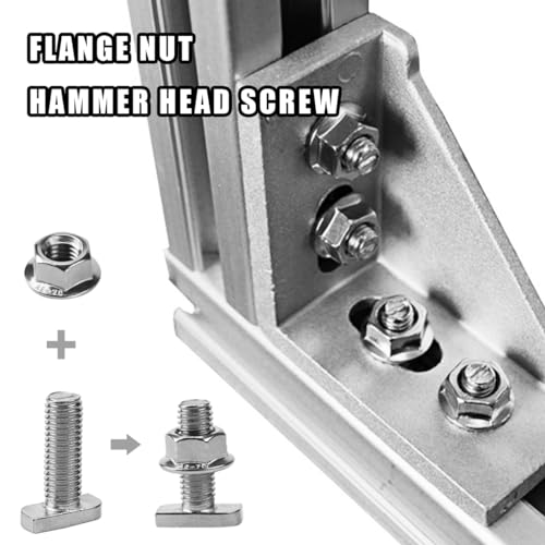 30 Stück Hammerkopfschrauben M10 Set,30mm Schrauben T Nut Bolzen, Edelstahl Photovoltaische Schrauben, mit 30 Stück M10 Hex Nuts With Flange, für Gewächshaus und Photovoltaik-Aluprofil