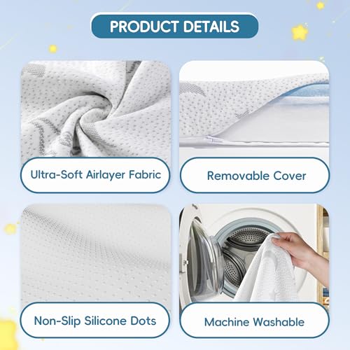 Image of Pack and Play Mattress 38 inchx26 inch, Double-Layer Pack n Play Mattresses Crib Mattress with Breathable Soft Removable Washable Cover for Baby Toddler