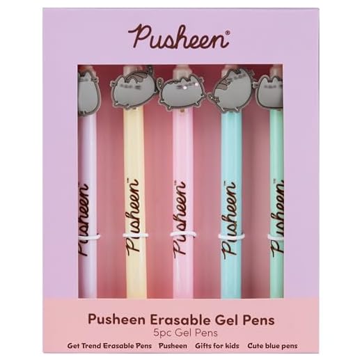 Get Trend Pusheen Boligrafos Borrable Set de 5 Bolígrafo Gel con Tinta Azul Ideal para Material Escolar y Papeleria Bonita Ideas Regalo (Pusheen)