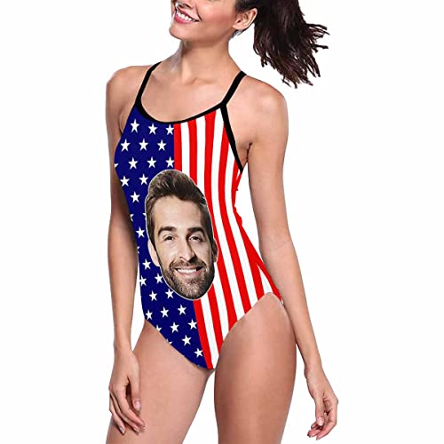 Custom Bathing Suit for Women July 4th USA Flag Slip Piece Swimwear XL