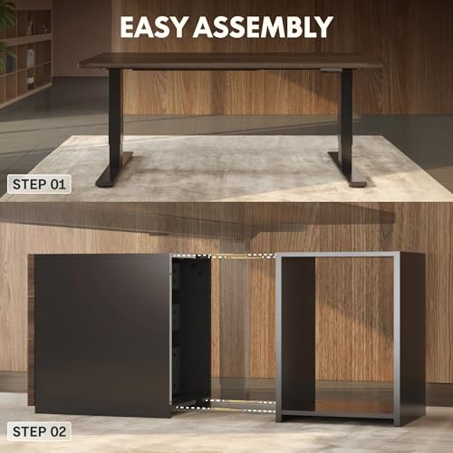Image of FLEXISPOT EN2 55 inchx28 inch Standing Desk Bundle with Storage Cabinet