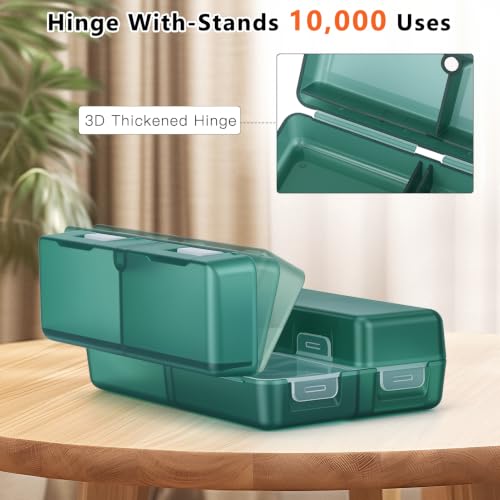Image of FYY Travel Pill Organizer,7 Compartments Pill Box Medicine Case-Deep Green