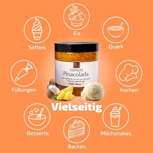 Pina Colada Eispaste │ Exotischer Genuss mit Ananas und Kokos │ MEGA GESCHMACK │ Verfeinere dein Eis, Desserts, Getränke uvm mit einer extra Portion Geschmack │ Inhalt 250 g – Bild 5
