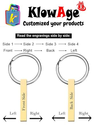 Image of Customized 3D Vertical Bar Gold Plated Keychain, personalized gifts.Four side name keychain for Mom, Dad, Couple, Boyfriend,Diwali gift, Valentine day gift