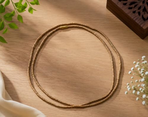 Image of BookMyCostume Spiritual & Devotional Mala Collection - Natural Tulsi Kanthi & Rudraksha Bead Necklaces with Trishul & Religious Pendants - Unisex Ethnic Jewellery for Puja, Meditation, Festivals & Daily Wear