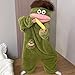 Silly Big Mouth Wearable Onesie Adult Funny Cozy Cute Green Monster Hooded Fleece Pajamas Ultra Soft Plush One Piece Loungewear Costume