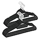 MELA’S Velvet Hangers, Set of 20, Non-Slip Clothes Hanger, Small Tie Bar, Rotating Hook,Thickness 0.6 cm,Space-Saving, Length 44 cm for Coats/Trousers/Ties, Grey/White/Black (Classic Black)