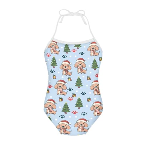 Image of Christmas Girls One-Piece Swimsuits Beach Halter Swimwear Bathing Suit for 3-10 Years