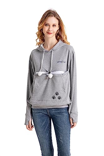 Image of ALYC Unisex Hoodies Pet Holder Cat Dog Large Pouch Carriers Pullover with Cat Printing Sweatshirt