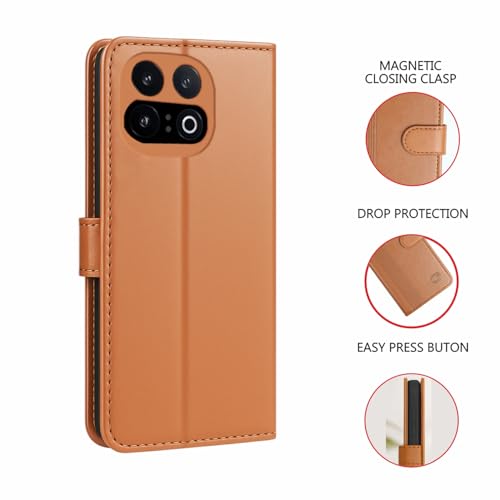Image of AIBEX Shock Proof Flip Compatible for iQOO 15 5G Flip Cover Leather Finish | Inside TPU with Card Pockets | Wallet Stand | Complete Protection Flip Case Brown