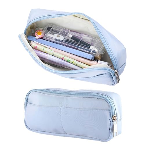 Image of Pencil Case Back to School Supplies Zipper Pencil Pouch,Desk Accessories & Workspace Organizers Pencil Bag School Supplies for Teen Girls (Blue)