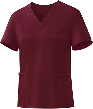 V-Neck Scrub Tops for Women, Stretch 4-Pocket Nurse Uniform | Medical Scrub Top Featuring Soft Stretch Fabric, Breathable Comfort, and Wrinkle Resistance