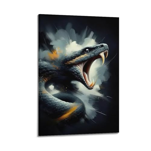 Poster serpent bouche ouverte pour salon moderne déco murale 20x30