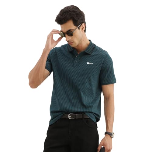 Image of WROGN Men's 100% Cotton Polo T-Shirt | All-Over Print | Slim Fit