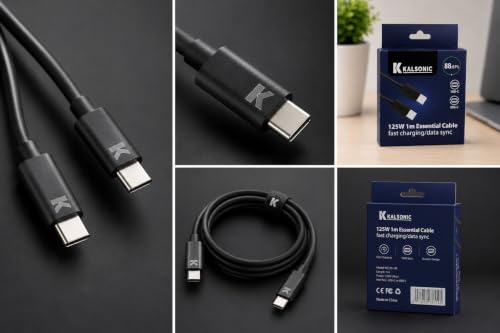 Image of USB Type C to Type C Cable Fast Charging & High Speed Data Sync Braided USB-C (Black)