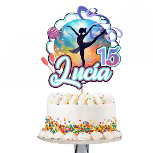 Decoración para tarta Gimnasia rítmica, adorno para pastel de cumpleaños de bailarina, gimnasia. (DISEÑO1, Basico)