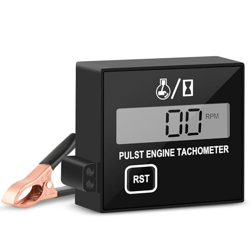 Digital Engine Tachometer for Small Engine Pulse Tach Gauge Waterproof Inductive Tachometer RPM Tester for Gesture Lawn Mower RV ATV Dirt Bike Motocross Boat Tractor (10-15000RPM)