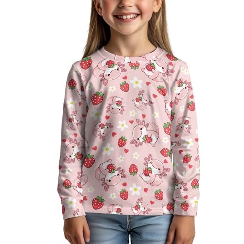 Image of Girls Cartoon Print Long Sleeve Graphic Tee Casual Crew Neck T-Shirts for 3-16 Years Little Girls