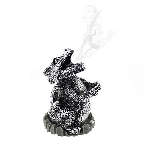 Mystischer Silberdrachen-Räucherkegelhalter – 9,5 cm x 6 cm (1...