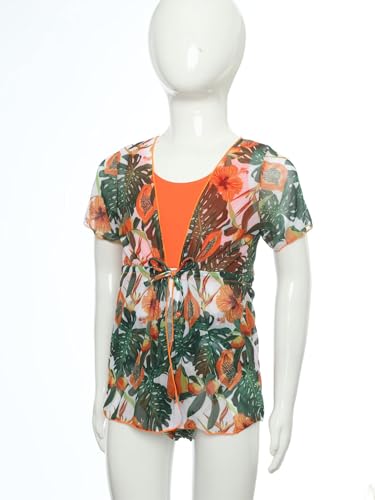 Girls Swim Cover Up Sets Sun Protective Bath Kimono with One Piece Bikini Bathing suits4