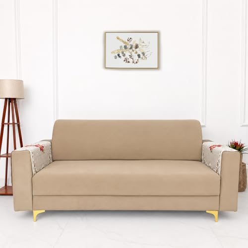 Image of Homerz Premium 'Surya Series' Sofa Cover | Stylish Sofa Protector | Net Fabric | Anti-Stain & Washable Slip Cover Exact Size Antislip (Exclusive Rust, 2 Pc Armrest, Armrest)
