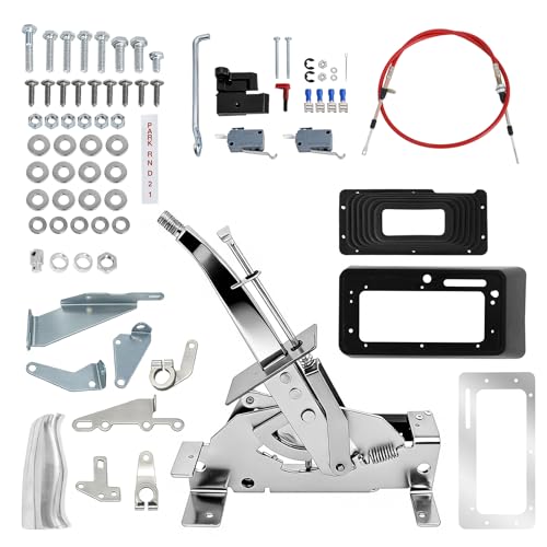 BACLAUGH For B&M 80675 Automatic Shifter StarShifter Chrome Plated with Silver T-Handle & Console Universal TH400/TH350/TH250/TH200