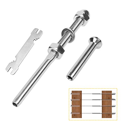 Best Cyber Monday 🔥 CKE 24 Pairs T316 Cable Railing Kit Threaded Swage Stud and Stemball Swage Fitting 1/8", Marine Grade Stainless Steel Stair Deck Wood Post Hardware System